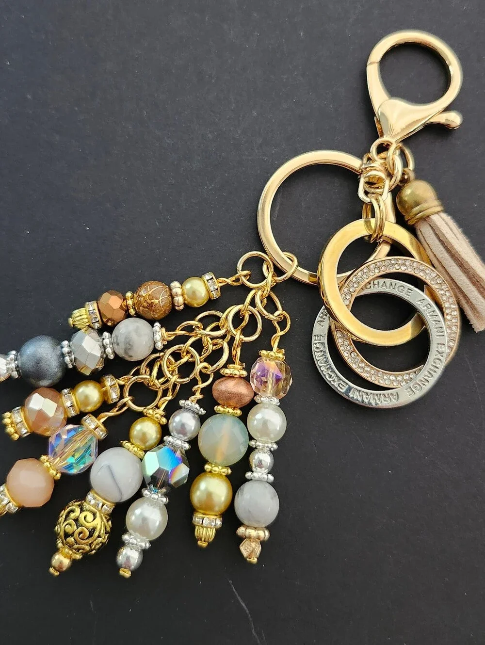 Armani Exchange-inspired Purse Charm or Keychain Agate Jasper Handcrafted